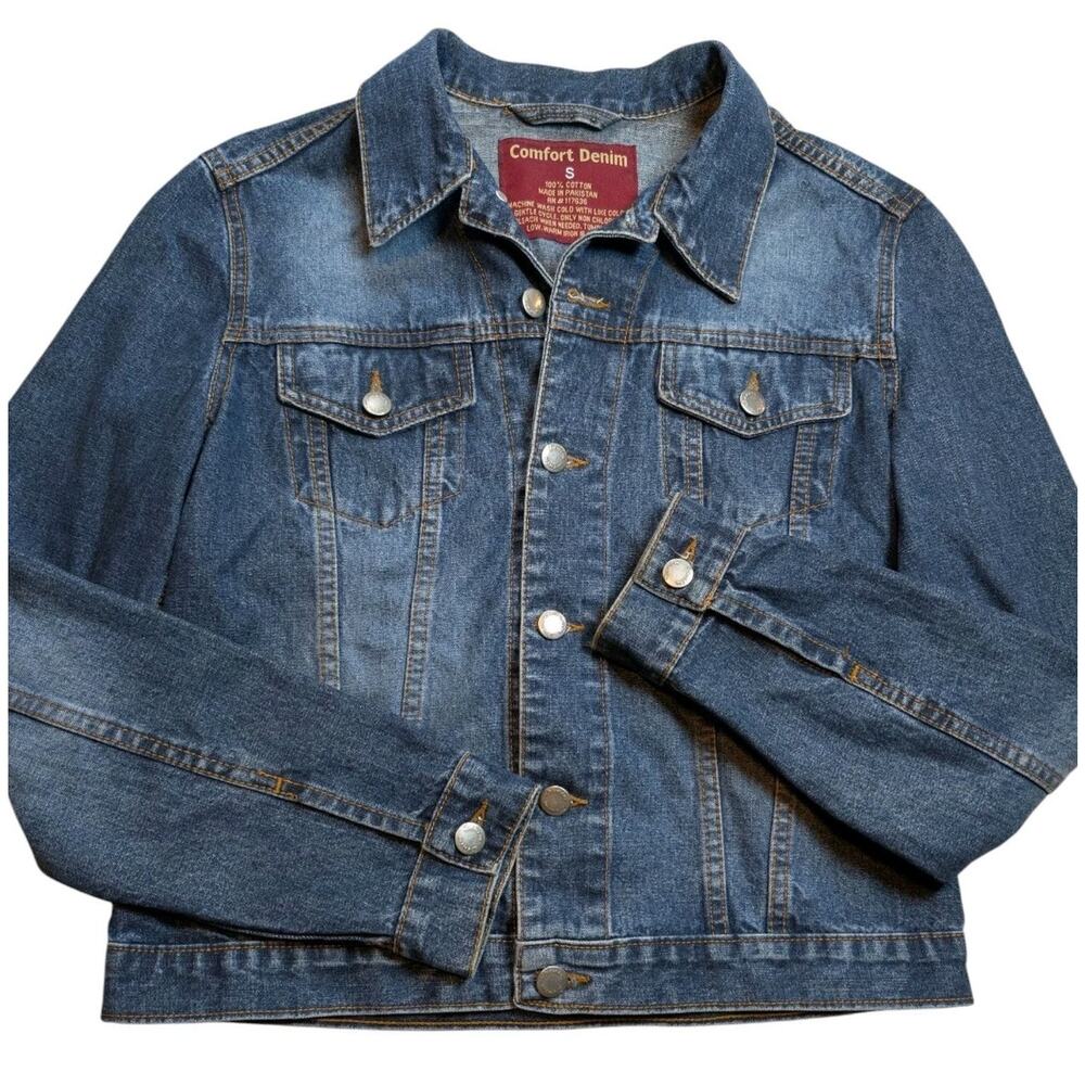 Jean Jacket Women’s Small Button Up Medium Wash Classic Comfort Denim